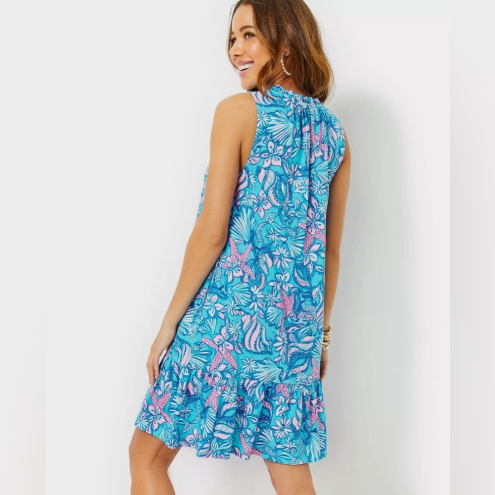 Lilly Pulitzer Malone Dress - Amalfi Blue Sound the Sirens - Picture 2 of 7